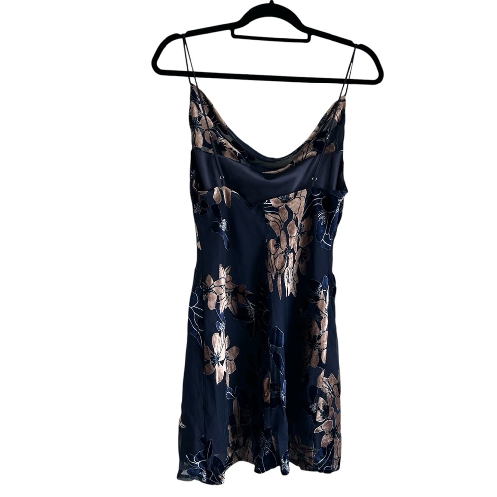 Hello Molly Ninety Kisses Blue Mocha Print Velvet Burnout Slip Mini Dress Size M - Picture 5 of 16